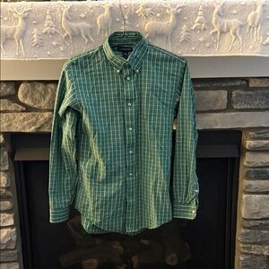 Lands' End Men's Green Plaid Button Down Shirt
